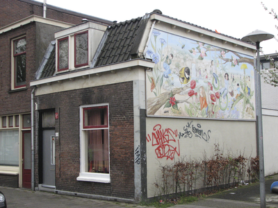 905028 Afbeelding van een muurschildering gemaakt door Jacq Design in 2005, op de zijgevel van de woning 1e Daalsedijk ...